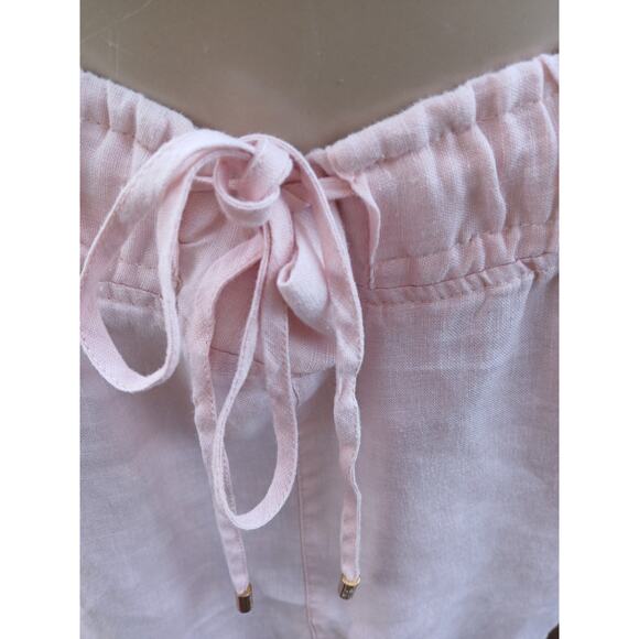 Company Ellen Tracey Pink 100% Linen Elastic Waistband Shorts w/ Pockets  XXL - Picture 4 of 10